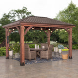 Backyard Discovery 14 ft. x 10 ft. Cordova Cedar Gazebo with Steel Roof & PowerPort angle 1
