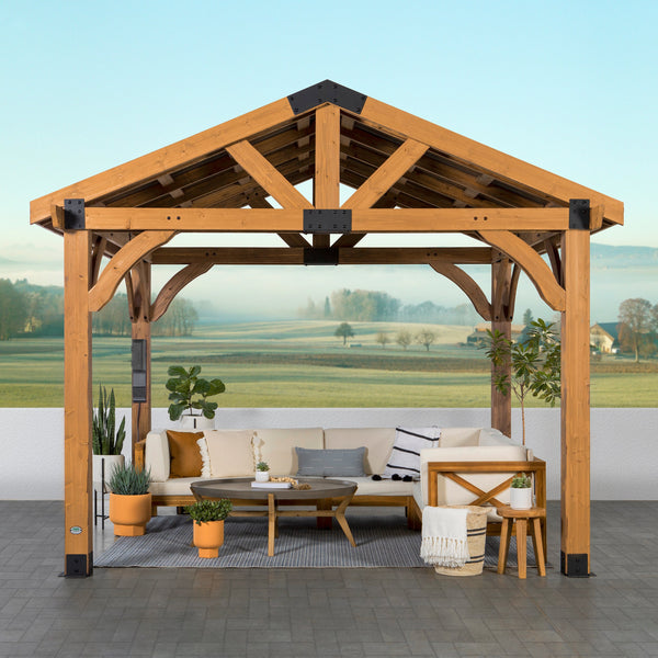 12x10 Arlington Gazebo with Electric - Lt Brown View 2 - Noxmow Official Hardware