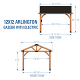 12x12 Arlington Gazebo with Electric - Lt Brown angle 3