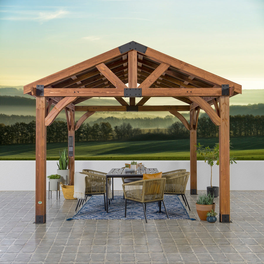 12x12 Arlington Gazebo with Electric - Lt Brown detail view