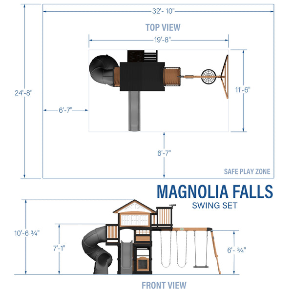 Magnolia Falls Swing Set View 2 - Noxmow Official Hardware