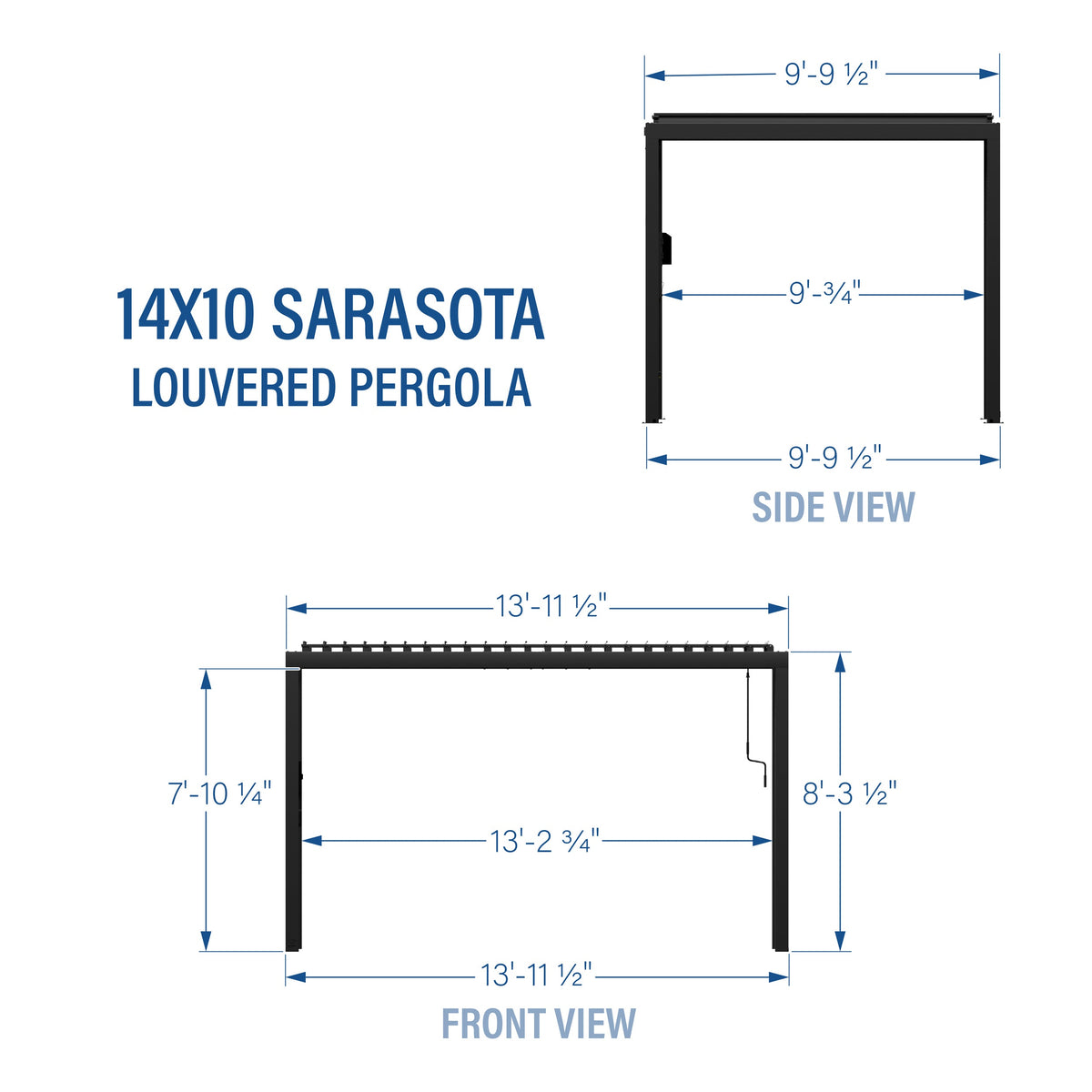 14x10 Sarasota Steel Louvered Pergola - Noxmow Official Hardware