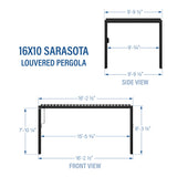 16x10 Sarasota Steel Louvered Pergola angle 3