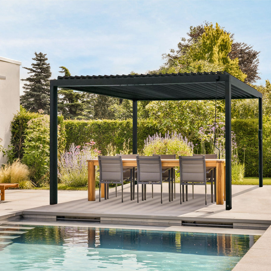 16x10 Sarasota Steel Louvered Pergola detail view