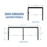 20x10 Sarasota Steel Louvered Pergola angle 3