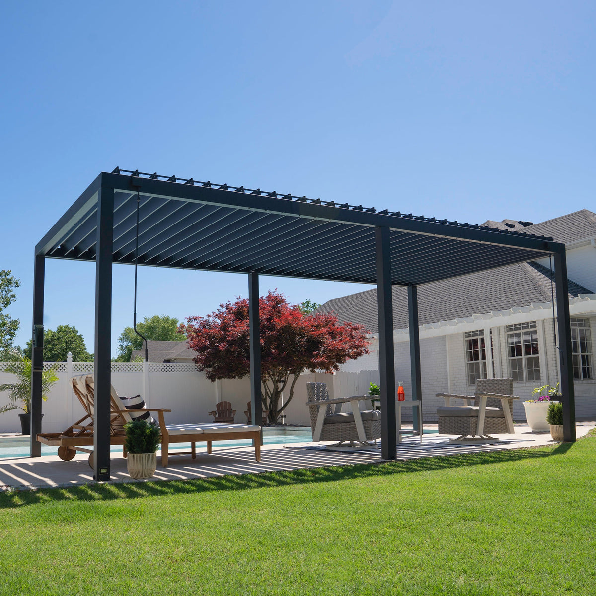 20x10 Sarasota Steel Louvered Pergola - Noxmow Official Hardware