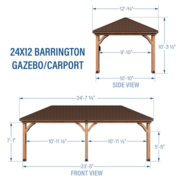 24x12 Barrington Carport/Gazebo View 2 - Noxmow Official Hardware