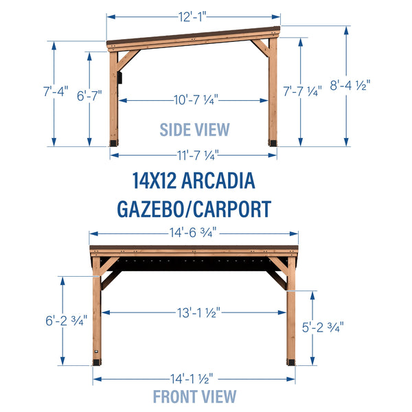 14x12 Arcadia Gazebo View 2 - Noxmow Official Hardware