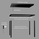 12x10 Sarasota Steel Louvered Pergola angle 13