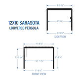12x10 Sarasota Steel Louvered Pergola angle 4