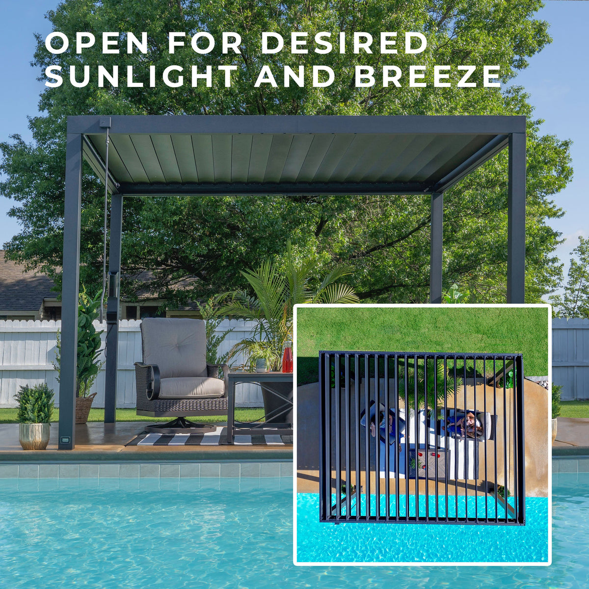 12x10 Sarasota Steel Louvered Pergola - Noxmow Official Hardware