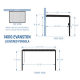 14x10 Evanston Wall Mounted Louvered Pergola angle 3