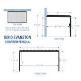 16x10 Evanston Wall Mounted Louvered Pergola angle 3