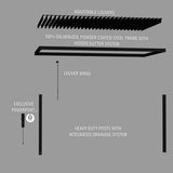 18x10 Evanston Wall Mounted Louvered Pergola angle 12