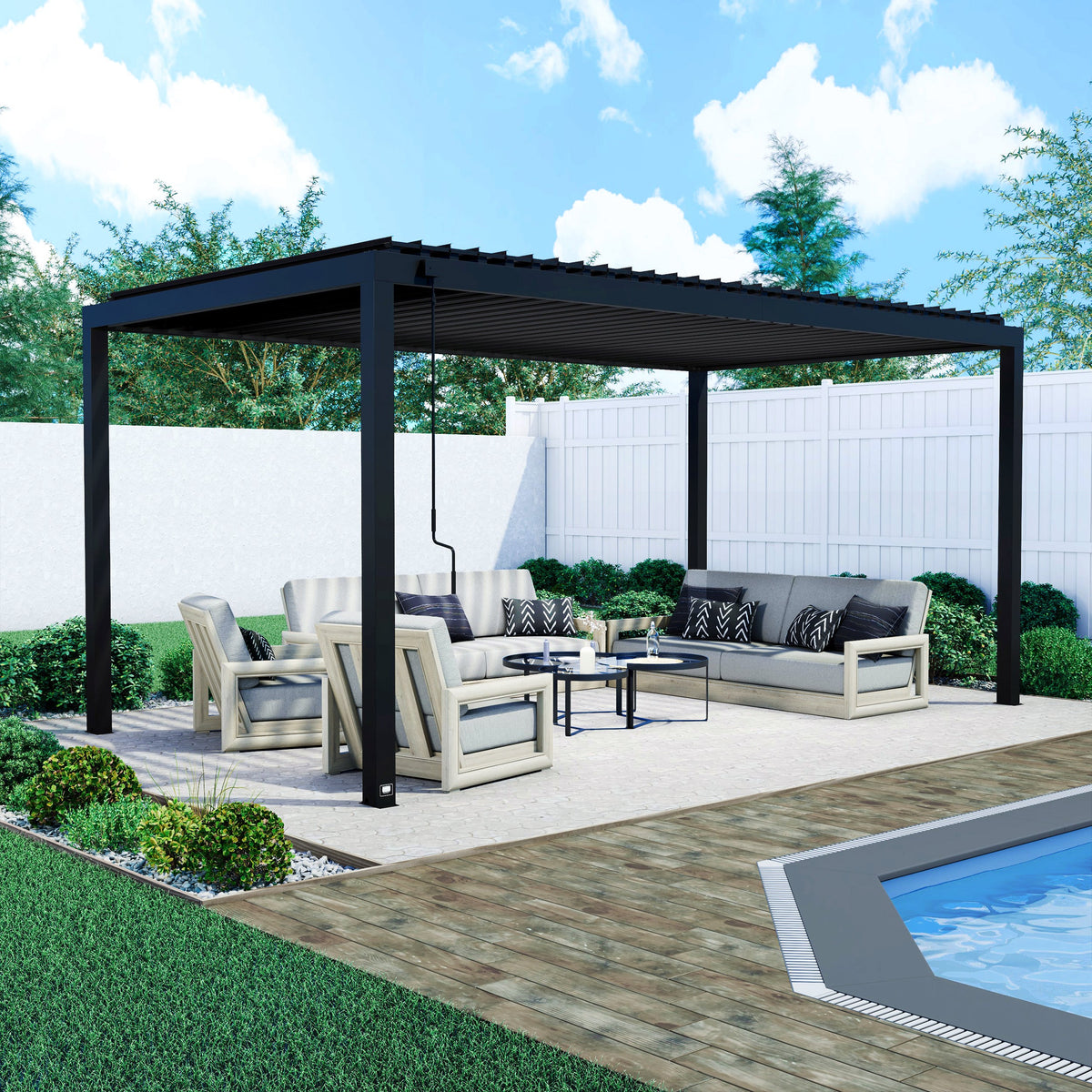 18x10 Sarasota Steel Louvered Pergola - Noxmow Official Hardware