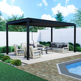 18x10 Sarasota Steel Louvered Pergola angle 1