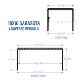 18x10 Sarasota Steel Louvered Pergola angle 2