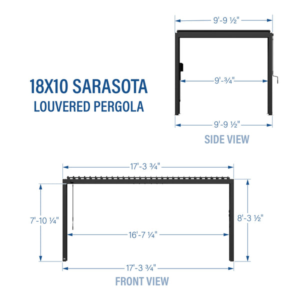 18x10 Sarasota Steel Louvered Pergola View 2 - Noxmow Official Hardware
