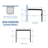 10x10 Evanston Wall Mounted Louvered Pergola angle 3