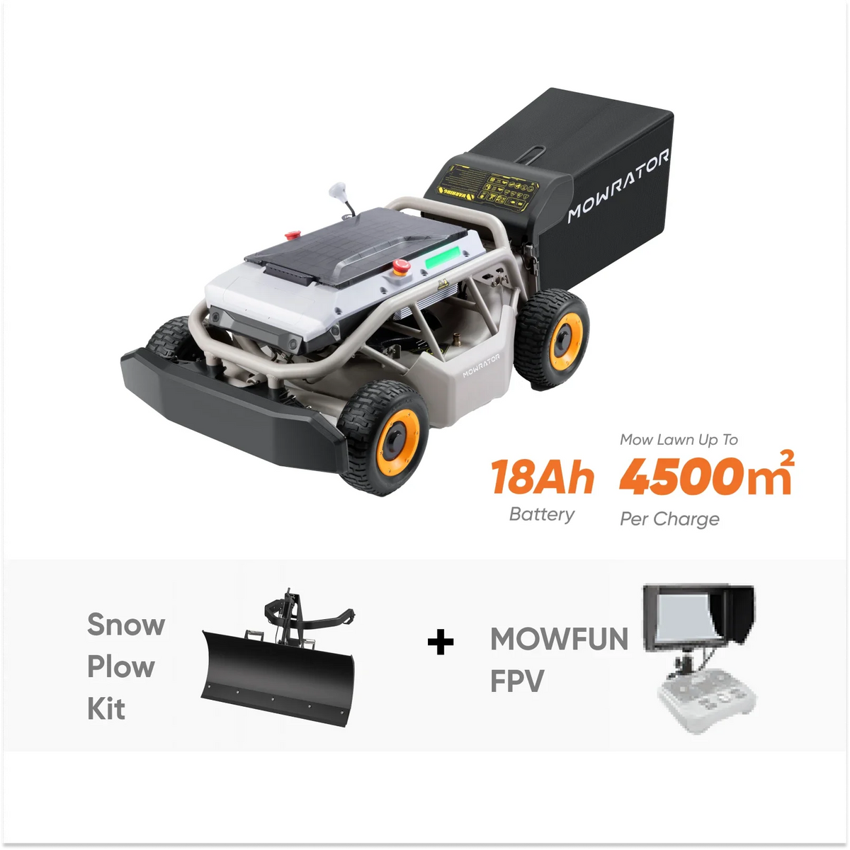 Indoor Mow-Plow Bundle | S1 4WD 18AH Lawn Mower+Snow Plow Kit+MOWFUN FPV - Noxmow Official Hardware