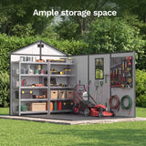 Patiowell 8x10 Plastic Storage Shed with Window and Lockable Door, Gray angle 5