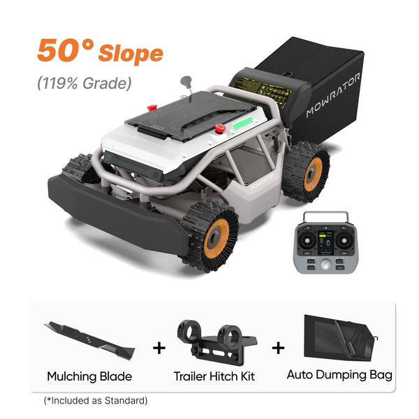 Sunbelt All-Season 50° (119% Grade) Slope Bundle with S1 4WD 18Ah (Grip Tread Tires Edition) View 2 - Noxmow Official Hardware