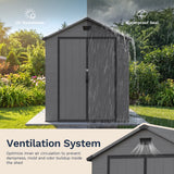 Patiowell 6x10 ft Plastic Shed with Vent, Window & Sloped Roof, Dark Gray angle 6