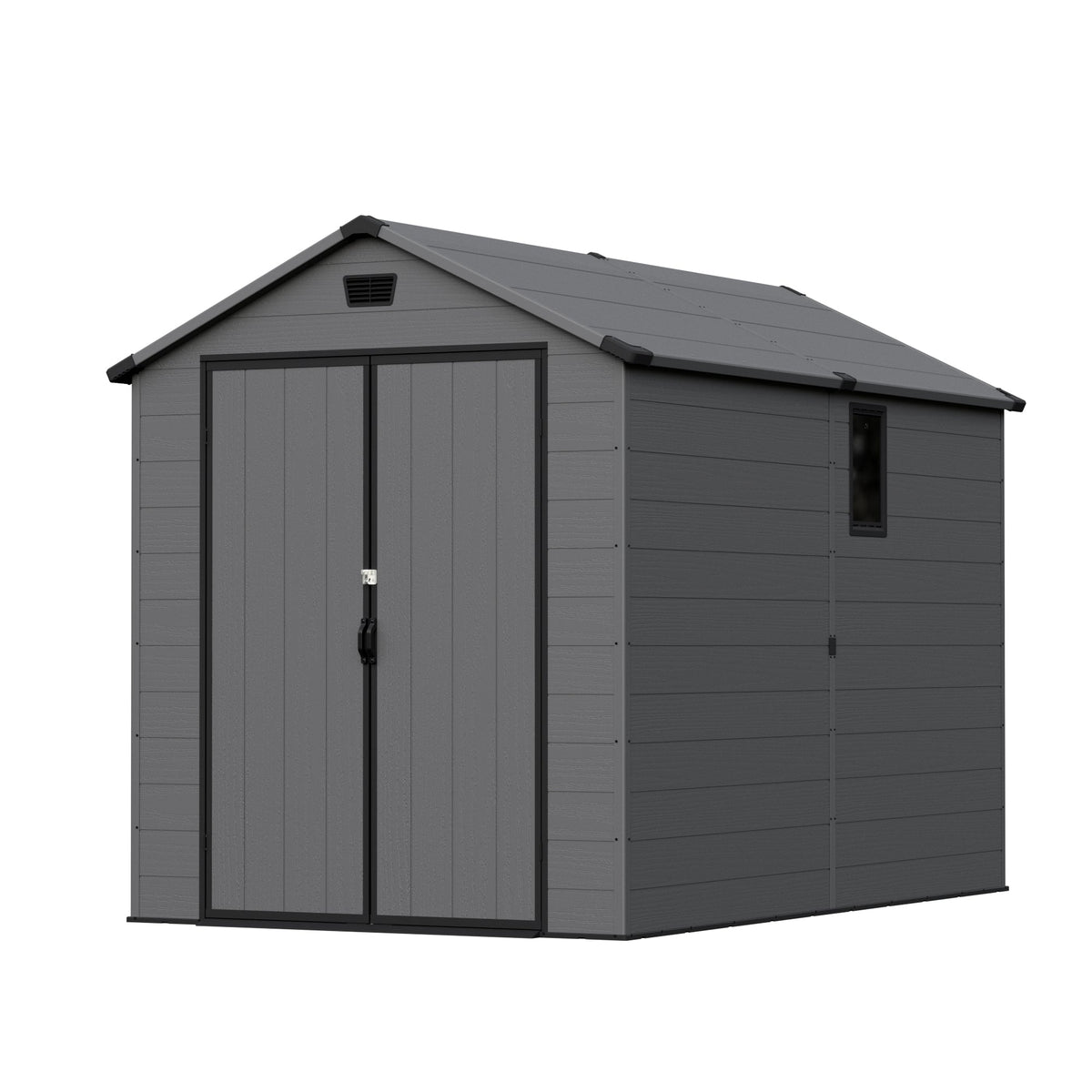Patiowell 6x10 ft Plastic Shed with Vent, Window & Sloped Roof, Dark Gray - Noxmow Official Hardware