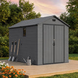 Patiowell 6x10 ft Plastic Shed with Vent, Window & Sloped Roof, Dark Gray angle 9