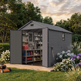 Patiowell 6x10 ft Plastic Shed with Vent, Window & Sloped Roof, Dark Gray angle 3
