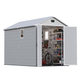 Patiowell 6x10 ft Plastic Shed with Vent, Window & Sloped Roof, Gray angle 2