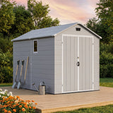Patiowell 6x10 ft Plastic Shed with Vent, Window & Sloped Roof, Gray angle 9