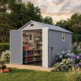 Patiowell 6x10 ft Plastic Shed with Vent, Window & Sloped Roof, Gray angle 3