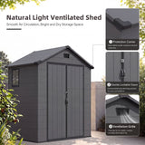Patiowell 6x4 Plastic Shed with Window, Vent & Sloped Roof, Dark Gray angle 7