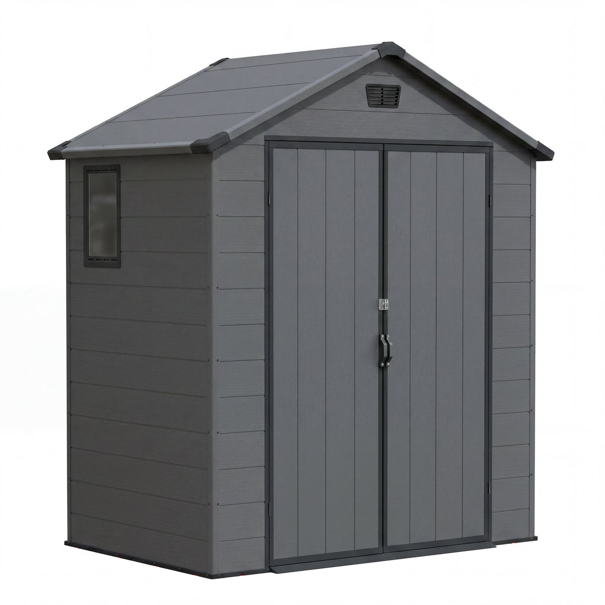 Patiowell 6x4 Plastic Shed with Window, Vent & Sloped Roof, Dark Gray - Noxmow Official Hardware