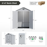 Patiowell 6x4 Plastic Shed with Window, Vent & Sloped Roof, Gray angle 3