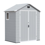 Patiowell 6x4 Plastic Shed with Window, Vent & Sloped Roof, Gray angle 1