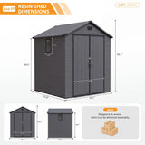 Patiowell 6x6 ft Plastic Shed with Vent, Window & Sloped Roof, Dark Gray angle 4