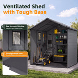 Patiowell 6x6 ft Plastic Shed with Vent, Window & Sloped Roof, Dark Gray angle 5