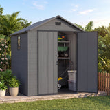 Patiowell 6x6 ft Plastic Shed with Vent, Window & Sloped Roof, Dark Gray angle 9