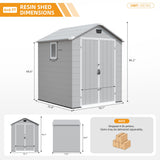 Patiowell 6x6 ft Plastic Shed with Vent, Window & Sloped Roof, Gray angle 4