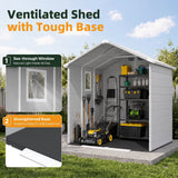 Patiowell 6x6 ft Plastic Shed with Vent, Window & Sloped Roof, Gray angle 5