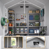 Patiowell 6x6 ft Plastic Shed with Vent, Window & Sloped Roof, Gray angle 8
