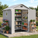 Patiowell 6x6 ft Plastic Shed with Vent, Window & Sloped Roof, Gray angle 3