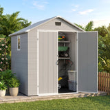 Patiowell 6x6 ft Plastic Shed with Vent, Window & Sloped Roof, Gray angle 9