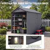 Patiowell 6x8 ft Plastic Shed with Vent, Window & Sloped Roof, Dark Gray angle 6