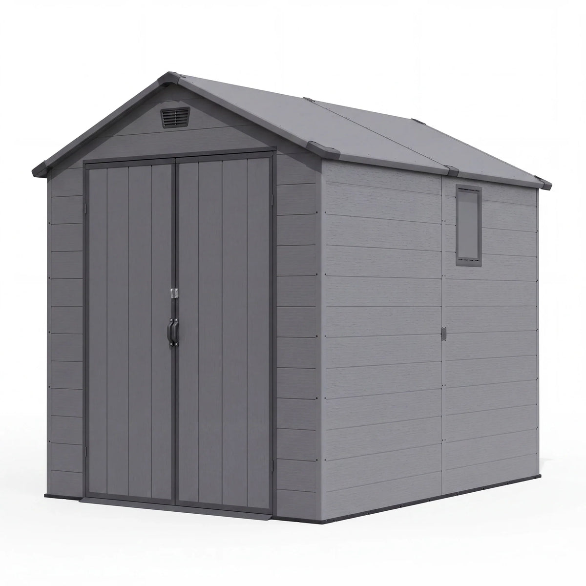 Patiowell 6x8 ft Plastic Shed with Vent, Window & Sloped Roof, Dark Gray - Noxmow Official Hardware