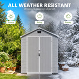 Patiowell 6x8 ft Plastic Shed with Vent, Window & Sloped Roof, Light Gray angle 5