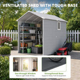 Patiowell 6x8 ft Plastic Shed with Vent, Window & Sloped Roof, Light Gray angle 7