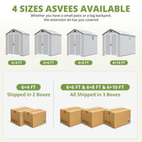 Patiowell 6x8 ft Plastic Shed with Vent, Window & Sloped Roof, Light Gray angle 8